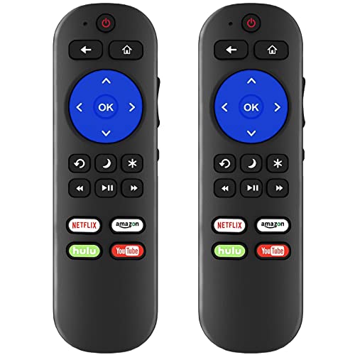 (Pack of 2) Replacement Remote for Roku TV Remote, Universal for Hisense/Onn/TCL/Element/Sharp/Hitachi/LG/Sanyo/JVC/Magnavox/RCA/Philips/Westinghouse Roku Built-in Smart TV, Not for Roku Stick