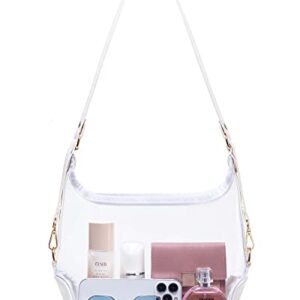 Vorspack Clear Bag Stadium Approved - Clear Purse for Women Clear Crossbody Bag with Adjustable Strap for Sports Events Concerts College - White