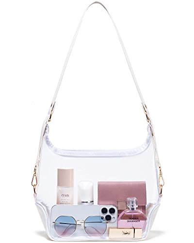 Vorspack Clear Bag Stadium Approved - Clear Purse for Women Clear Crossbody Bag with Adjustable Strap for Sports Events Concerts College - White