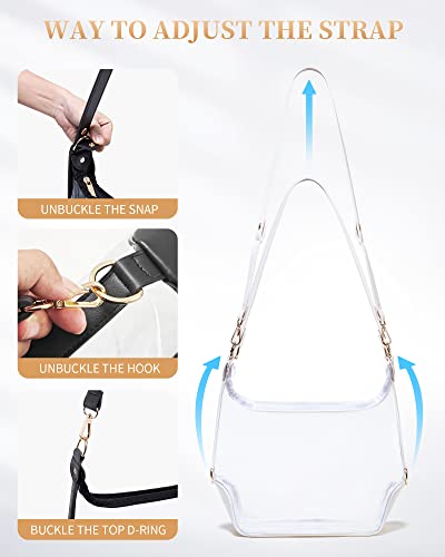 Vorspack Clear Bag Stadium Approved - Clear Purse for Women Clear Crossbody Bag with Adjustable Strap for Sports Events Concerts College - White