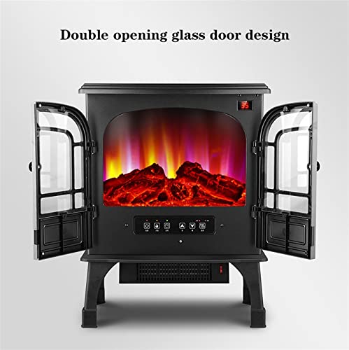 Electronic Fireplace Water Vapor Fireplace Electric Fireplace Heater, Freestanding Fireplace Stove with 3D Log and Fire Effect, Overheating Safety Protection, Remote Control - 2000W Black Electric Fir