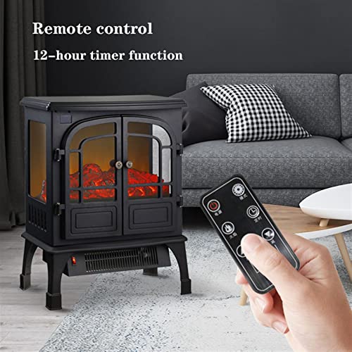 Electronic Fireplace Water Vapor Fireplace Electric Fireplace Heater, Freestanding Fireplace Stove with 3D Log and Fire Effect, Overheating Safety Protection, Remote Control - 2000W Black Electric Fir