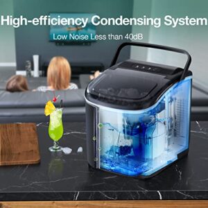 Countertop Ice Maker 6 Mins 9 Bullet Ice, 26.5lbs/24Hrs, Portable Ice Maker Machine with Self-Cleaning, Bags, Ice Scoop, and Basket, for Home/Kitchen/Office/Party