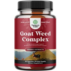 herbal goat weed extract complex - invigorating blend with tribulus saw palmetto l arginine and tongkat ali extract and maca root for men and women for enhanced energy and stamina - discreet packaging