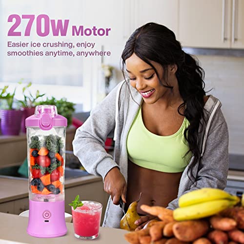 20 Oz Portable Blender for Shakes and Smoothies,4000mAh Electric Juicer, 270W Motor Smoothie Blender with BPA-Free & IP67 Waterproof, USB Fresh Juice Blender with 2 Mixing Modes for Travel, Gym