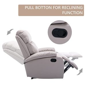 GNMLP2020 Reclining Chair, Lazy Boy Recliner Chair with Footrest and Waterproof Tech Leather, Manual Recliner Chair with Lever, Easy to Operate- White