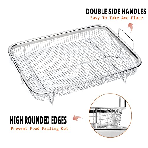 2Pcs Ponliumer Stainless Steel Air Fryer Basket For Oven,Dishwasher safe, Easy to Clean,Air fryer/oven tray suitable for mesh basket for baking/defrosting/frying/food