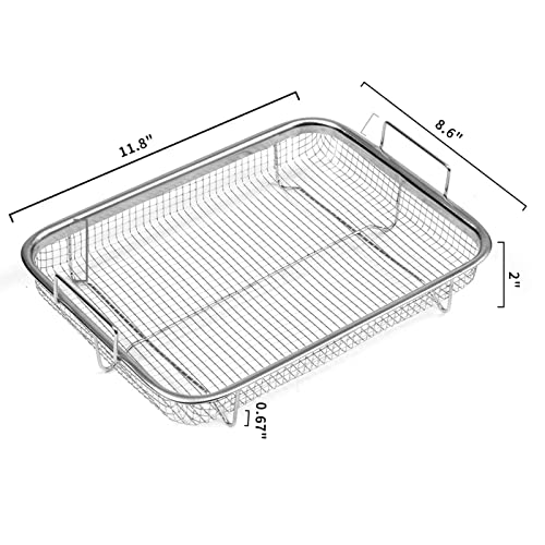 2Pcs Ponliumer Stainless Steel Air Fryer Basket For Oven,Dishwasher safe, Easy to Clean,Air fryer/oven tray suitable for mesh basket for baking/defrosting/frying/food