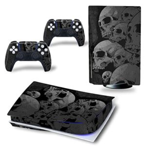 full body vinyl skin stickers wrap decals cover for ps5 disc edition console & controllers (skulls)