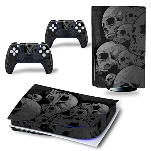 Full Body Vinyl Skin Stickers Wrap Decals Cover for PS5 Disc Edition Console & Controllers (Skulls)