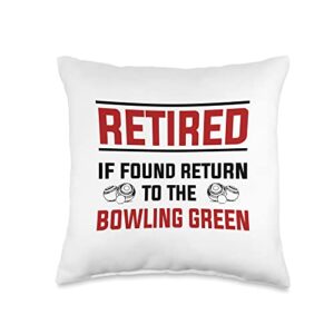 lawn bowls retirement & lawn bowls accessories funny lawn bowling green & funny retirement throw pillow, 16x16, multicolor