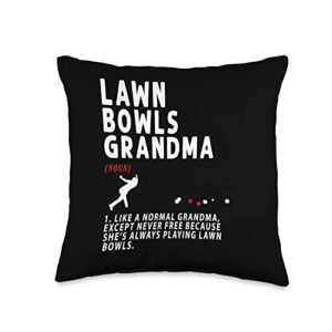 lawn bowling retirement & lawn bowls accessories funny lawn bowls grandma idea for women & funny retirement throw pillow, 16x16, multicolor