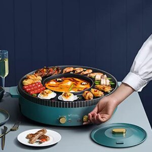 Lp Living Plus 2 in 1 Electric Grill and Hot Pot Combo, Dual Temperature, Indoor Non-Stick Griddle for Korean BBQ, Shabu Shabu and Noodles