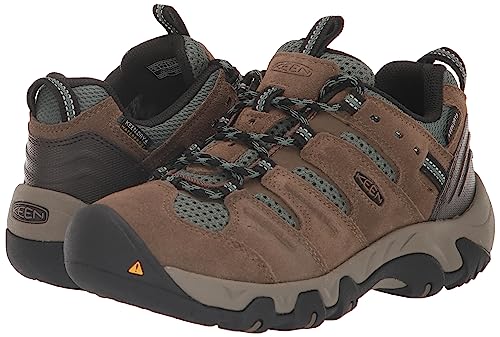 KEEN Women's Headout Low Height Waterproof All Terrain Hiking Shoes, Shitake/Dark Forest, 8