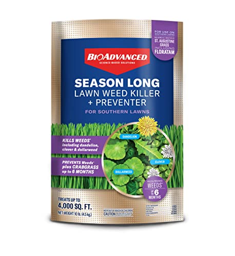 BioAdvanced Season Long Lawn Weed Killer + Preventer for Southern Lawns 10 LB Granules, 4,000 SQ FT