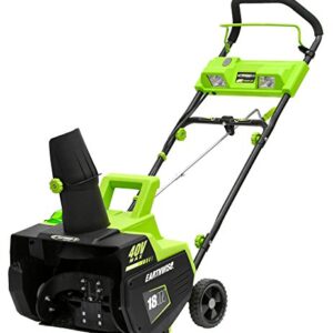 Earthwise SN74018 Cordless Electric 40-Volt 4Ah Brushless Motor, 18-Inch Snow Thrower, 500lbs/Minute, With LED spotlight (Battery and Charger Included) & DuPont Teflon Snow and Ice Repellant, 10-Ounce