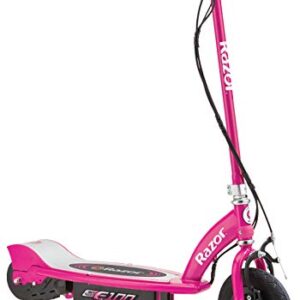 Razor 13111261 E100 Electric Scooter (Pink) & Power Core E100 Electric Scooter for Kids Ages 8+ - 100w Hub Motor, 8" Pneumatic Tire, Up to 11 mph and 60 min Ride Time, for Riders up to 120 lbs