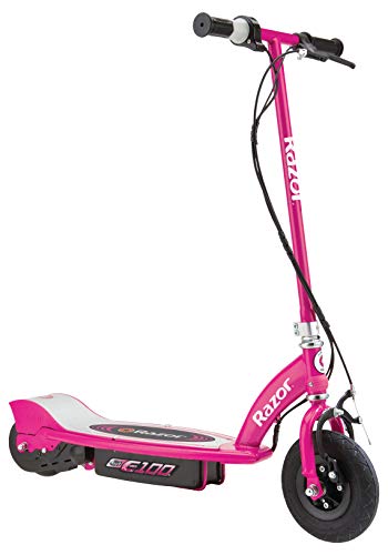 Razor 13111261 E100 Electric Scooter (Pink) & Power Core E100 Electric Scooter for Kids Ages 8+ - 100w Hub Motor, 8" Pneumatic Tire, Up to 11 mph and 60 min Ride Time, for Riders up to 120 lbs