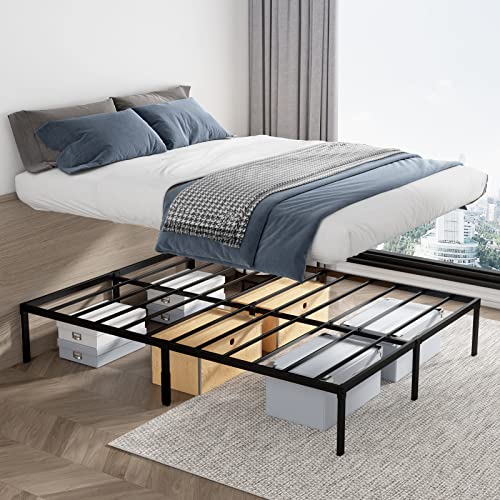 HOMWAYART Full Bed Frame, Metal Bed Frames High Platform Reinforced Steel Slats Support, Easy Assembly, Sturdy, Non-Slip and Noise-Free, No Box Spring Needed (Full)