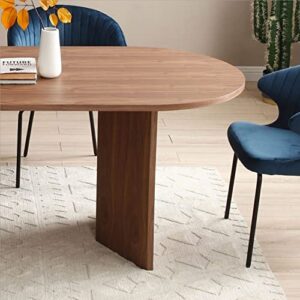 KEVINSPACE Modern Oval Dining Table, 78 Inch Wood Kitchen Table with Double Pedestal Base, Rustic Farmhouse Walnut Home Desk for Living Room, Dining Room