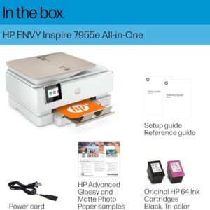HP Envy Inspire 7955e Wireless Color All-in-One Printer with 6 Months Free Ink (1W2Y8A) (Renewed Premium),White