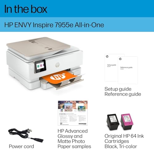 HP Envy Inspire 7955e Wireless Color All-in-One Printer with 6 Months Free Ink (1W2Y8A) (Renewed Premium),White