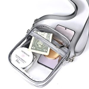 gdbis Clear Crossbody Bag, Stadium Approved Clear Purse Bag for Concerts Sports Events, Grey