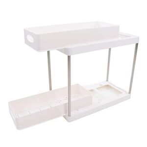 gloglow under sink abs material sliding cabinet basket bathroom sliding design (white)