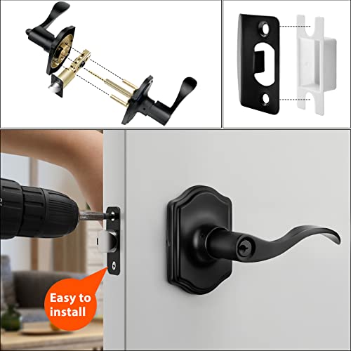 Haidms Door Handles Oil Rubbed Bronze, Door Lever with Lock, Bronze Door Handle Lock and Keys, Keyed Entry Door Lever, Oil Rubbed Bronze Door Lock Lever with Key(1 Pack, Oil Rubbed Bronze)