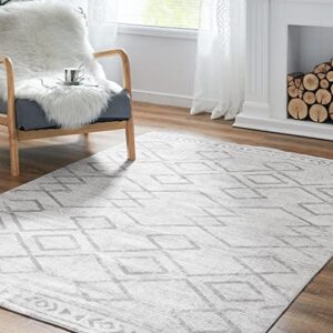 COLLACT Area Rug 5x7 Grey Modern Rug Soft Rug Kitchen Indoor Mat Geometric Print Floor Cover Thin Carpet Non Slip for Bedroom Dining Room Living Room Office Classroom