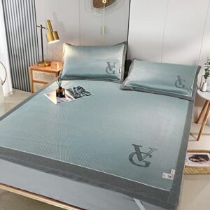 kangshumei summer sleeping mat foldable bed mat cooling mattress topper elegant sheet set soft bedding sheets & pillowcases cooling mat wrinkle free bed sheets for home 1.5 * 2.0m (green)