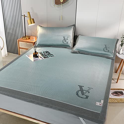 KANGSHUMEI Summer Sleeping Mat Foldable Bed Mat Cooling Mattress Topper Elegant Sheet Set Soft Bedding Sheets & Pillowcases Cooling Mat Wrinkle Free Bed Sheets for Home 1.5 * 2.0m (Green)