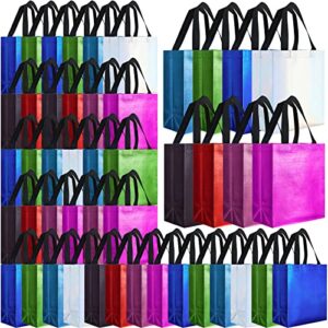 eccliy 80 pieces gift bags set glossy reusable tote bags with handles grocery bags for wedding, bachelorette party, christmas (colorful,medium)