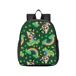 sletend toddler backpack st.patrick's day cat rainbow cartoon waterproof mini backpack boys/girls cute small backpack kindergarten pre school bags (s)