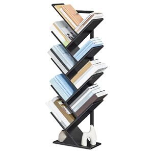 HOOBRO Tree Bookshelf, 9-Tier Bookcase Wooden Shelves, Floor Standing Storage Rack, for Display of CDs, Books in Living Room, Home Office, Wood Storage Rack for Bedroom, Black BB08SJ01G1