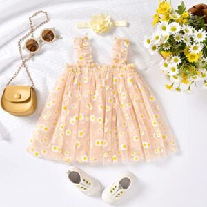 Baby Girl Tulle Dress 6-9 Months Yellow Tulle Princess Clothes with Headband