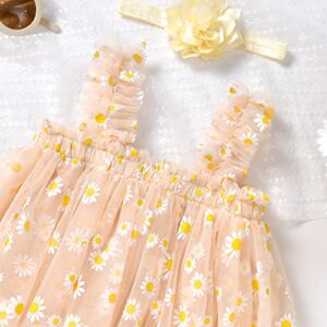 Baby Girl Tulle Dress 6-9 Months Yellow Tulle Princess Clothes with Headband