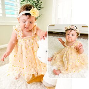 Baby Girl Tulle Dress 6-9 Months Yellow Tulle Princess Clothes with Headband