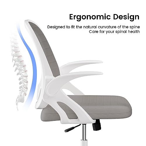 Home Office Chair Work Desk Chair Comfort Ergonomic Swivel Computer Chair, Breathable Mesh Desk Chair, Lumbar Support Task Chair with Wheels and Flip-up Arms and Adjustable Height