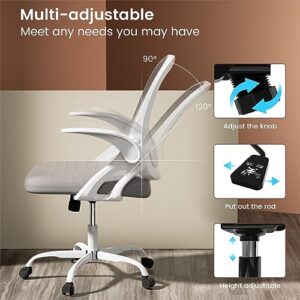 Home Office Chair Work Desk Chair Comfort Ergonomic Swivel Computer Chair, Breathable Mesh Desk Chair, Lumbar Support Task Chair with Wheels and Flip-up Arms and Adjustable Height