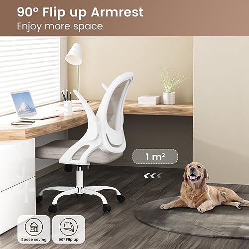 Home Office Chair Work Desk Chair Comfort Ergonomic Swivel Computer Chair, Breathable Mesh Desk Chair, Lumbar Support Task Chair with Wheels and Flip-up Arms and Adjustable Height