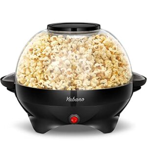 popcorn machine, 6-quart popcorn popper maker, nonstick plate, electric stirring with quick-heat technology, cool touch handles (black)
