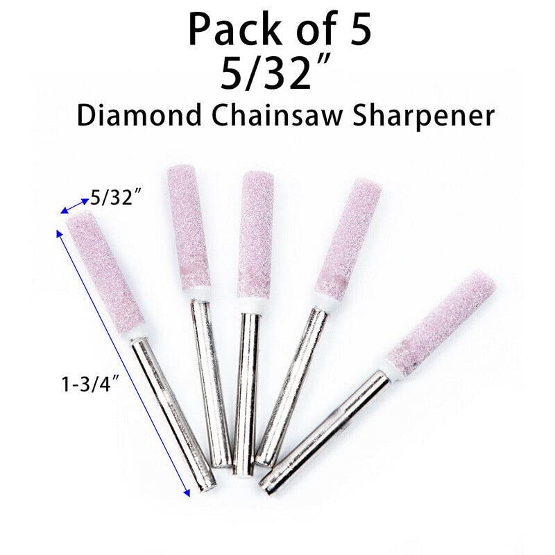 TECKEEN 5 Pack Craftsman Diamond Chainsaw Sharpening Rotary Bit Burr Stone File
