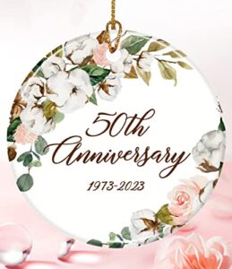 kokaaee 50th year anniversary ornament wedding marriage 50 years anniversary valentines day gifts ideas hanging ceramic decorations for her him parents couple husband wife present