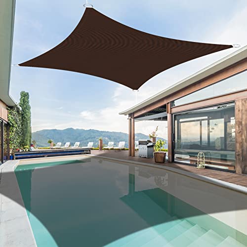 Ankuka Waterproof Sun Shade Sail Canopy Rectangle UV Block for Outdoor Patio and Garden, Yard Activities(8'x10', Brown)