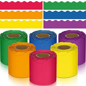 6 rolls 196.8 ft colorful classroom borders for bulletin board scalloped bulletin board borders trim bulletin board decorations bulletin borders for classroom bulletin board decor (rainbow color)