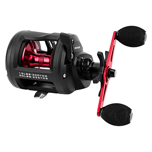 KastKing ReKon Level Wind Trolling Fishing Reel, Round Conventional Baitcasting Reels, Size 10, Right Handed