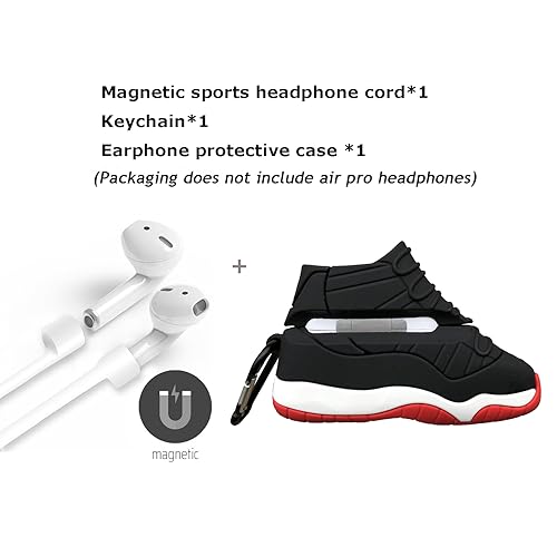 Funny Case for Airpods Pro 2 Cool Silicone Sneaker Shoe Case with Keychain and Magnetic Anti-Loss Cord Headphone Case Accessories for Airpods pro