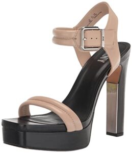 dkny women's comfortable chic shoe jaysha heeled sandal, gold sand, 7.5