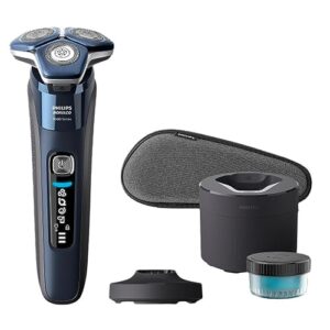 philips norelco shaver 7800, rechargeable wet & dry electric shaver with senseiq technology, quick clean pod, charging stand, travel case and pop-up trimmer, s7885/85